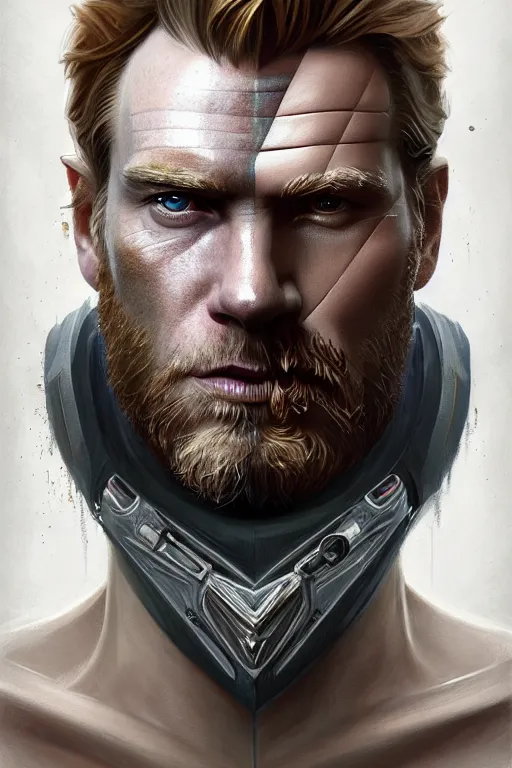 Prompt: symmetry!! portrait of willem ewan mcgregor in the style of god of war, machine parts embedded into face, intricate, elegant, highly detailed, digital painting, artstation, concept art, smooth, sharp focus, illustration, art by artgerm and greg rutkowski and alphonse mucha, 8 k