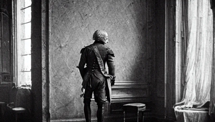 Prompt: hyper detailed movie still of robespierre at the guillotine, on a great neoclassical square, cinestill 8 0 0 t 3 5 mm, high quality, heavy grain, high detail, cinematic composition, dramatic light, anamorphic, ultra wide lens, hyperrealistic, by josef sudek