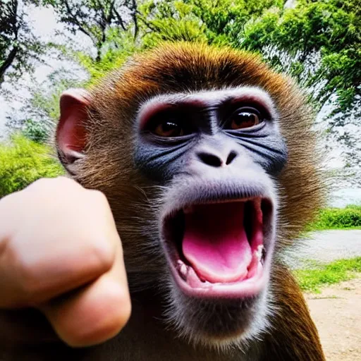 Image similar to selfie of a monkey giving thumbs up