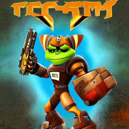 Image similar to ratchet & clank in the style of DOOM 1993 Game