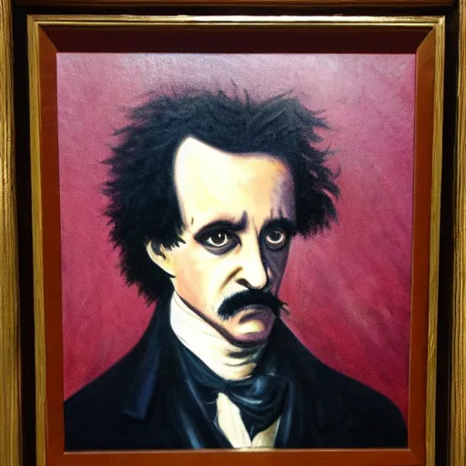 Image similar to award - winning painting of a edgar alan poe, full body shot