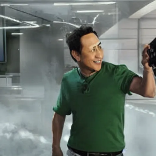 Image similar to movie still of rob schneider as an xbox, directed by michael bay