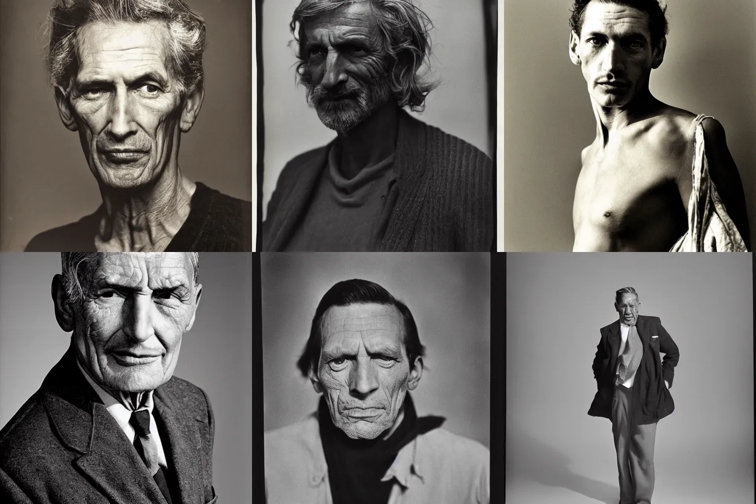 Prompt: a photograph of a man by Richard Avedon