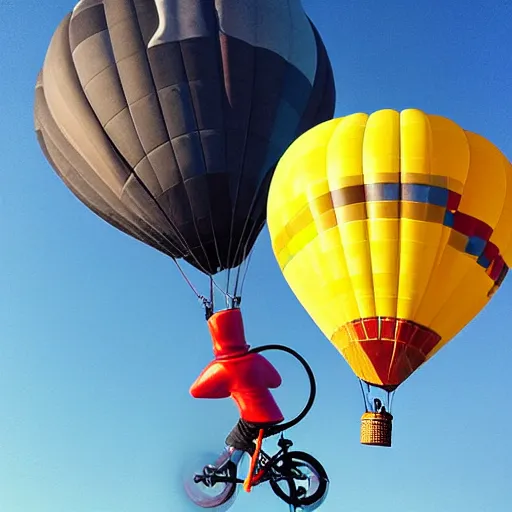 Image similar to “man using a tiny bike pump to inflate an extremely large hot air balloon, highly detailed, dramatic lighting, Tim Burton, Alex Pardee, James McDermott, cgsociety 4K”