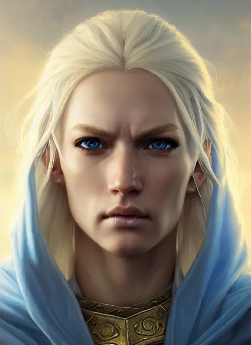 Image similar to a _ fantasy _ style _ portrait _ painting _ of white female paladin with blonde hair and blue eyes, scar under left eye, holy oil _ painting _ unreal _ 5 _ daz. _ rpg _ portrait _ extremely _ detailed _ artgerm _ greg _ rutkowski _ greg