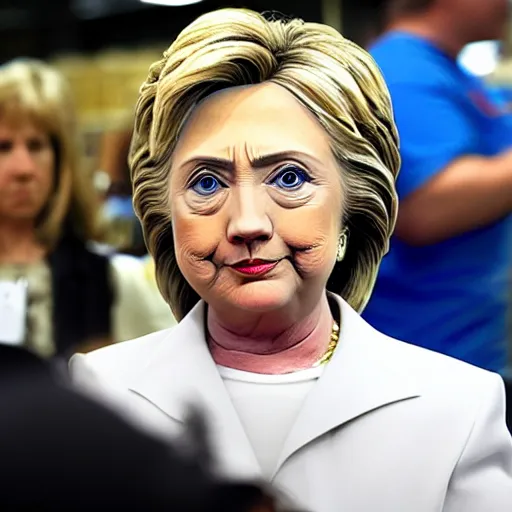 Prompt: a photo of hillary clinton in walmart shopping for grills