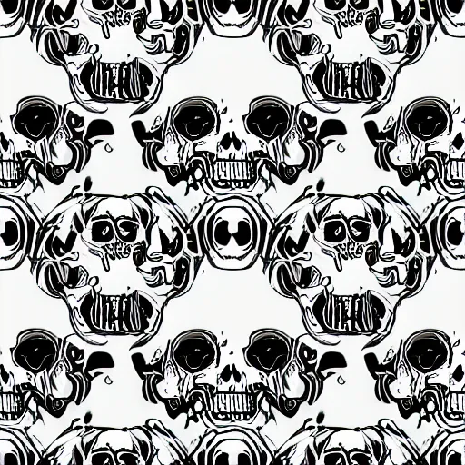 Prompt: acid skulls pattern, vector art