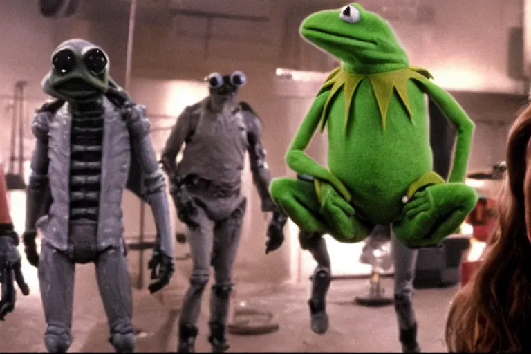 Image similar to VFX movie where Kermit the Frog plays the Terminator by James Cameron