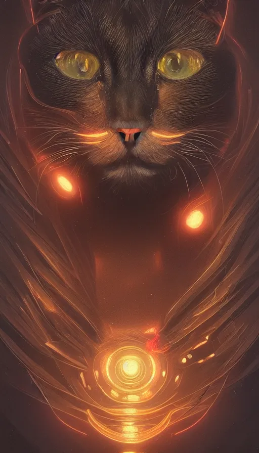 Prompt: cat, neon, fibonacci, sweat drops, insane, intricate, highly detailed, digital painting, artstation, concept art, smooth, sharp focus, illustration, Unreal Engine 5, 8K, art by artgerm and greg rutkowski and alphonse mucha