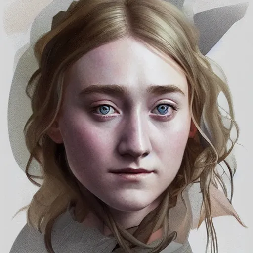 Prompt: portrait of Saoirse Ronan highly detailed, digital painting, artstation, smooth, sharp focus, illustration, art by artgerm and greg rutkowski and alphonse mucha