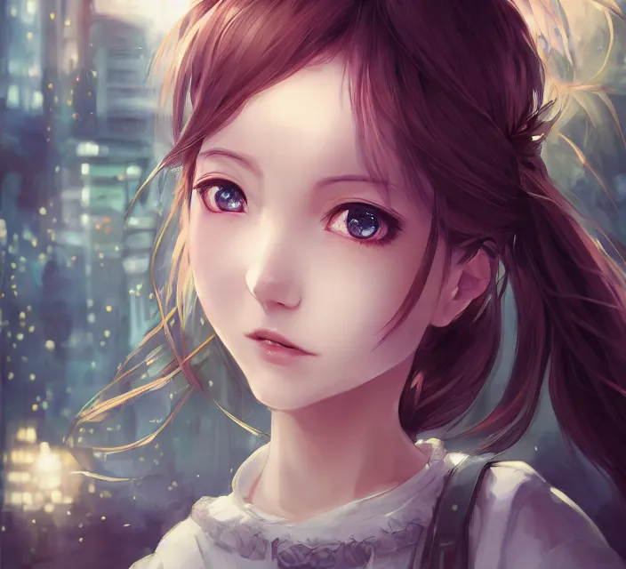 Prompt: cute friendly maid in akihabara by charlie bowater and titian and artgerm, close - up, intricate, face, japanese akihabara street cityscape, cat, elegant, beautiful, highly detailed, dramatic lighting, sharp focus, trending on artstation, artstationhd, artstationhq, unreal engine, 4 k, 8 k