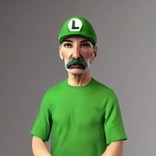 Image similar to stunning award winning hyperrealistic hdr 8 k highly detailed portrait photo of luigi as a real human