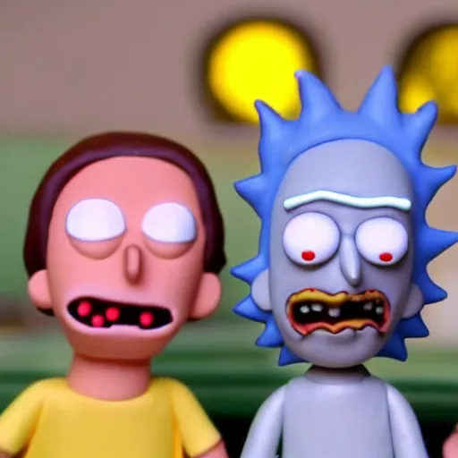 Prompt: Rick and Morty clay animation 4K quality