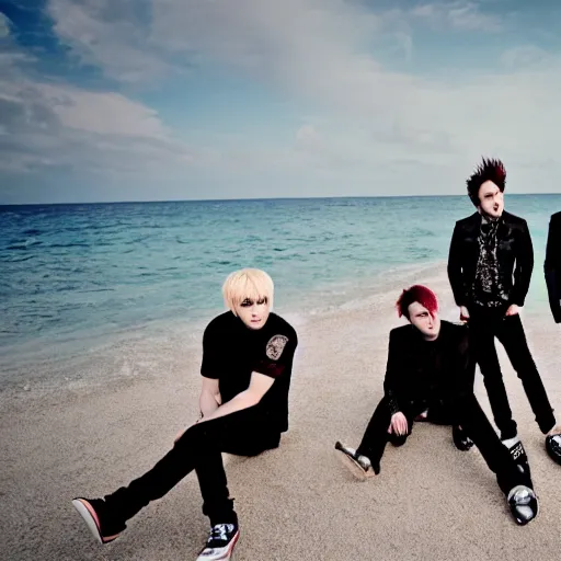 Image similar to holiday photos of My Chemical Romance on holiday at the beach