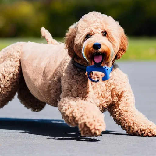 Robotic Goldendoodle Playing With A Ball 