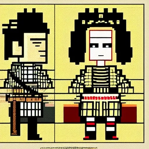 Prompt: Beautiful samurai pixel art by UltraIndigoNFT and Junji Ito , post-processing , perfectly shaded cel animation, kendo stance