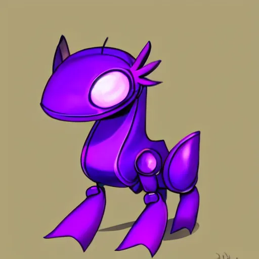 Prompt: Very cute robotic purple dragon, 2d minimalism, digital art