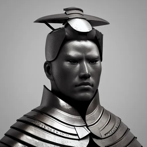 Prompt: portrait of a bust of a samurai with futuristic fashion elements created by yuuki morita, octane render, 3 d animated, unreal engine 5, studio lighting, photorealistic, smooth surface