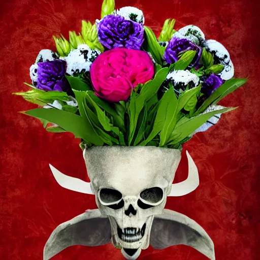 Image similar to An alien facehugger hiding in a bouquet of flowers, hi-res photo, gothic vibe, complex composition