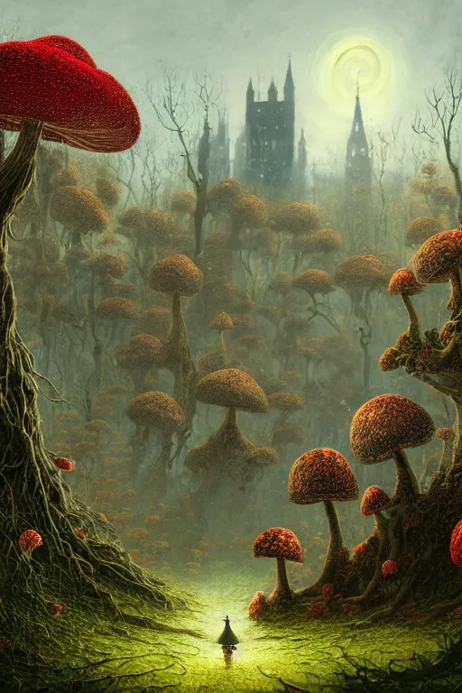 Image similar to a beautiful digital illustration painting of a detailed gothic fantasy sparkles and overgrown roots, dark mushroom, flowers by benoit b. mandelbrot, steven belledin, martin johnson heade, lee madgwick, caspar david friedrich, and david rios ferreira. 8 k resolution trending on artstation concept art digital illustration