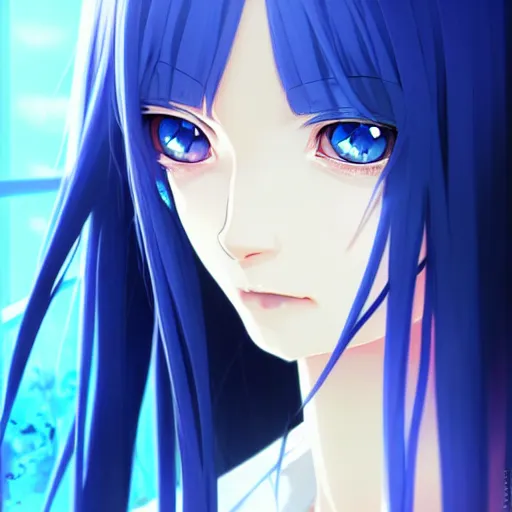 anime girl with dark blue hair tumblr
