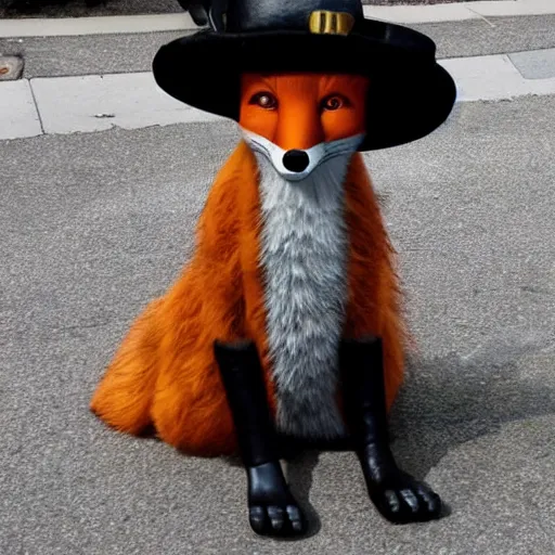 Image similar to A fox dressed as Sherlock Holmes is on the crime scene