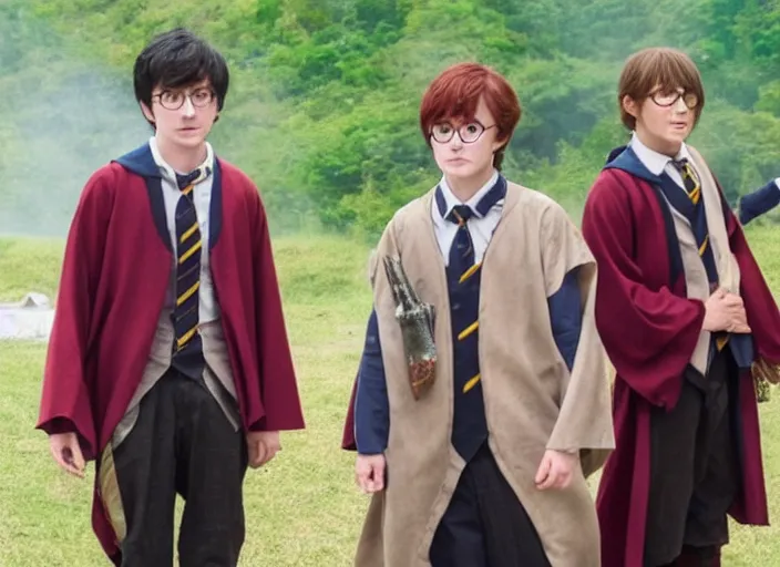 Prompt: a film still of cosplay of harry potter in genshin impact ( 2 0 1 9 )