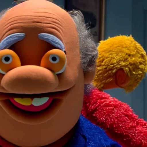 Image similar to Danny Devito as a muppet in sesame street, 8k resolution, full HD, cinematic lighting, award winning, anatomically correct