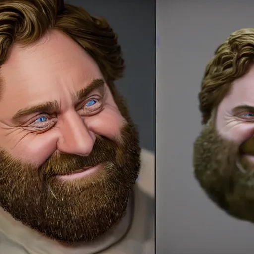 Prompt: hyperrealistic zach galifianakis smiling while hung by the neck noose, stunning 3 d render inspired by istvan sandorfi & greg rutkowski & mike judge, perfect symmetry, dim volumetric cinematic lighting, 8 k octane comprehensive render, extremely mega hyper - detailed and lifelike attributes & atmosphere, intricate, realistic flesh texture, masterpiece, artstation, stunning,