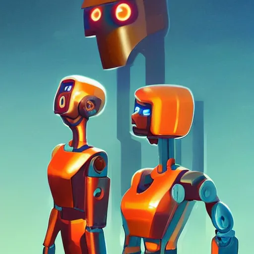 Image similar to retro computer stylized minimalist metabots, loftis, cory behance hd by jesper ejsing, by rhads, makoto shinkai and lois van baarle, ilya kuvshinov, rossdraws global illumination