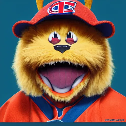 Image similar to suprised anime Portrait of Youppi the Habs Montreal Canadiens Mascot as a very sad and menacing pokemon, highly detailed anime, high evolution, 1993, legendary, smooth, sharp focus, dynamic lighting, intricate, trending on ArtStation, shiny Youppi as suprised pikachu, illustration pokemon, art by WLOP