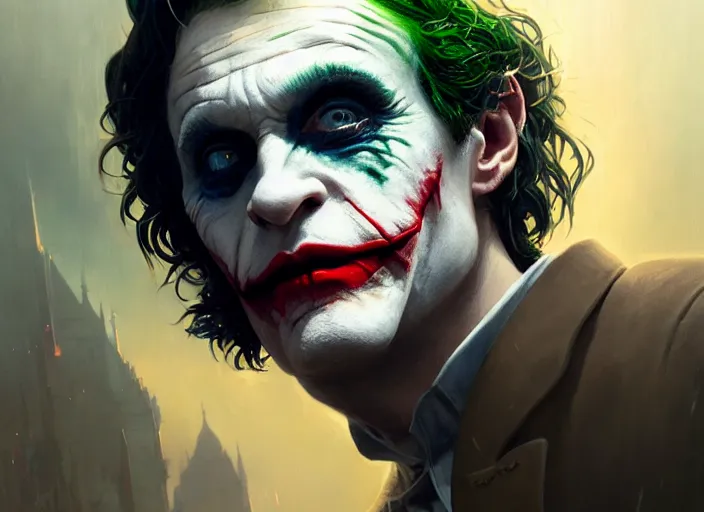 Image similar to highly detailed portrait of mark hamil as the joker, in batman, stephen bliss, unreal engine, fantasy art by greg rutkowski, loish, rhads, ferdinand knab, makoto shinkai and lois van baarle, ilya kuvshinov, rossdraws, tom bagshaw, global illumination, radiant light, detailed and intricate environment