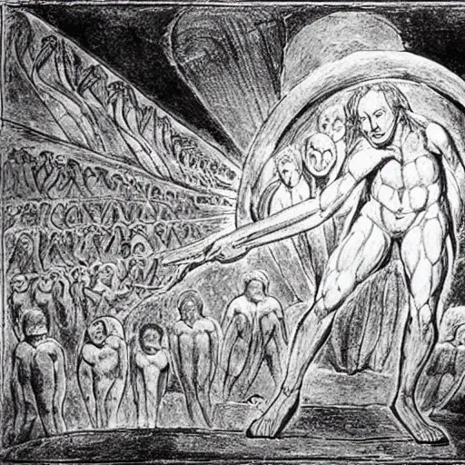 Image similar to disasterpiece days of noah by william blake