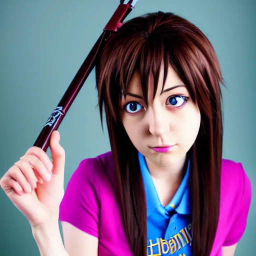 Image similar to professional portrait photograph, realistic photo of haruhi suzumiya from the anime the melancholy of haruhi suzumiya.