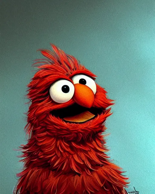 Prompt: portrait of elmo from sesame street, fantasy, intricate, elegant, highly detailed, digital painting, artstation, concept art, smooth, sharp focus, illustration, art by artgerm and greg rutkowski