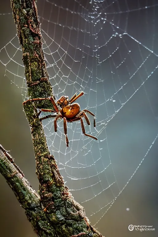 Prompt: Tiny warriors fighting a spider on its web, dewdrops, macro, dramatic lighting, cinematic, establishing shot, extremely high detail, foto realistic, cinematic lighting, post processed, concept art, high details, cinematic, 8k resolution, beautiful detailed, photorealistic, digital painting, artstation, concept art, smooth, sharp focus, artstation trending, octane render, unreal engine