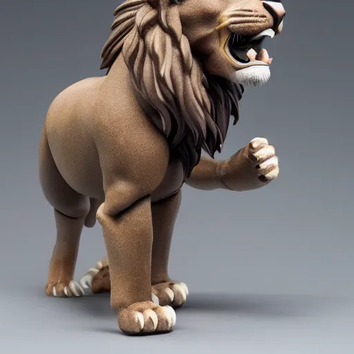 Image similar to a figma lion, side view, full body, 4 k, highly detailed