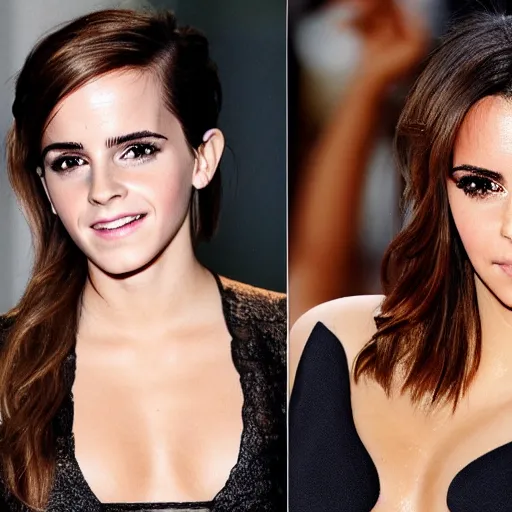 Image similar to half emma watson half kim kardashian