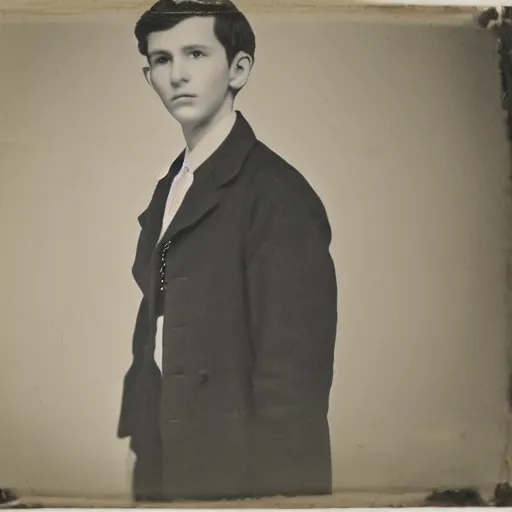 Image similar to close up photo portrait of a 19th young male detective in a medical coat by Diane Arbus and Louis Daguerre