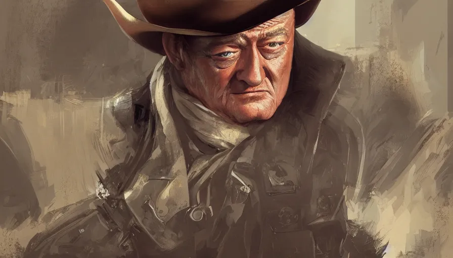 Prompt: John Wayne in Brussels, hyperdetailed, artstation, cgsociety, 8k