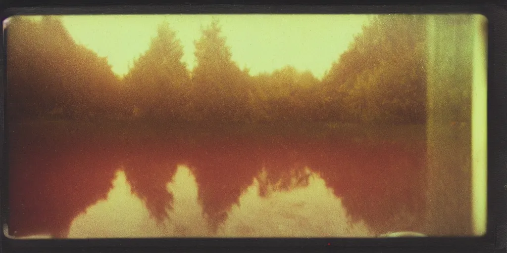 Prompt: analog polaroid of a tunnel, waterdrops on lens, water reflection, warm colors, colorbleed