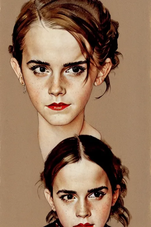 Image similar to Emma Watson portrait by Norman Rockwell