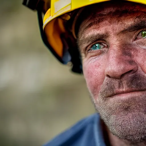 Image similar to close up face male portrait of a coal miner who just finished is last shift.