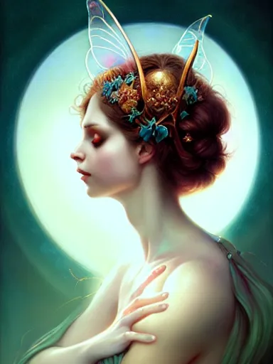 Image similar to the fairy queen by james jean, charlie bowater, tom bagshaw, nikolay makovsky : : ethereal, magical, portrait, character design, illustration, hyperrealism, photorealism, digital art, concept art, fantasy, whimsy, weta, wlop, artstation
