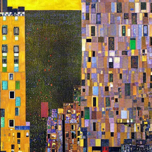 Image similar to downtown new york painting by klimt