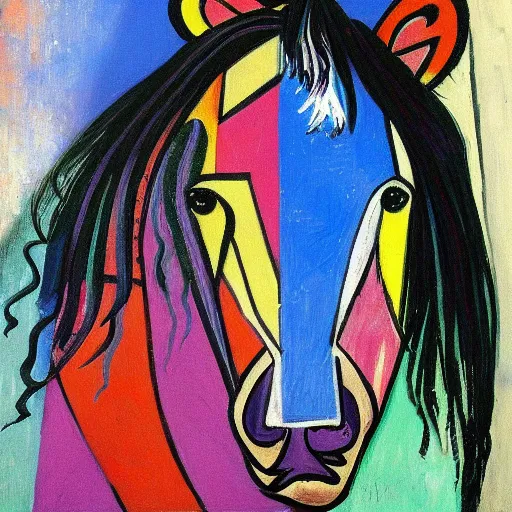 Prompt: horse painted by Picasso.