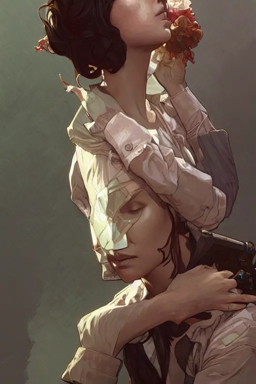 Image similar to lee everett kiss carley walking dead telltale games, intricate, elegant, highly detailed, digital painting, artstation, concept art, smooth, sharp focus, illustration, art by krenz cushart and artem demura and alphonse mucha