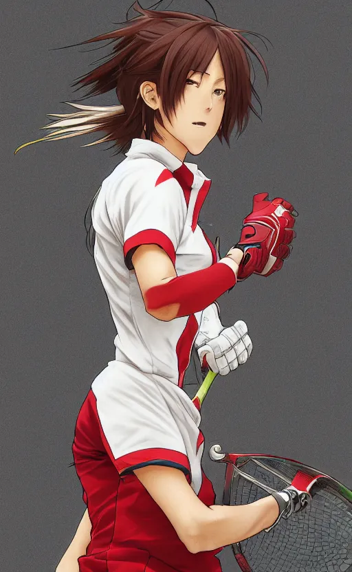 Prompt: anime style, female cricket player, red sport clothing, match point, brown short hair, hair down, symmetrical facial features, from arknights, hyper realistic, rule of thirds, extreme detail, 4 k drawing, safebooru, realistic lighting, by alphonse mucha, greg rutkowski, sharp focus, backlit