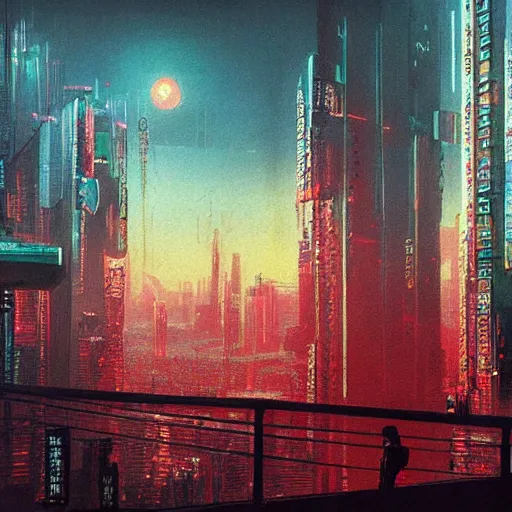 Image similar to cyberpunk tokyo skyline, cyberpunk 2 0 7 7 and beksinski art style painting, highly detailed