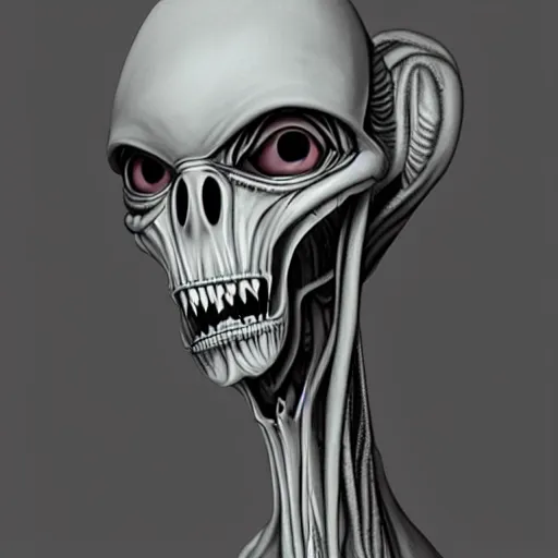 Image similar to alien grey, tall, very thin, terrifying, grimdark, photorealistic